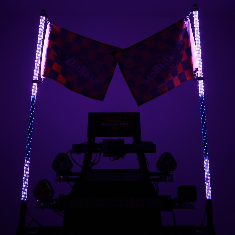 3FT/4FT LED RGB Whip Lights & Rear Pillar Flagpole Light Brackets Combo for Can-Am Maverick X3 2017 2018 2019 2020 2021 - Image 12