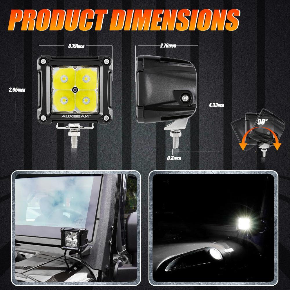 3 Inch 40W LED Pods Light Spot/Flood Multicolor frame with wiring harness for SUV ATV UTV Trucks Pickup Boat - Image 10