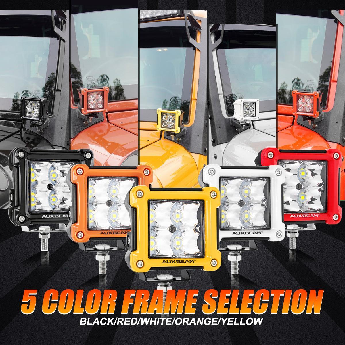 3 Inch 40W LED Pods Light Spot/Flood Multicolor frame with wiring harness for SUV ATV UTV Trucks Pickup Boat - Image 2
