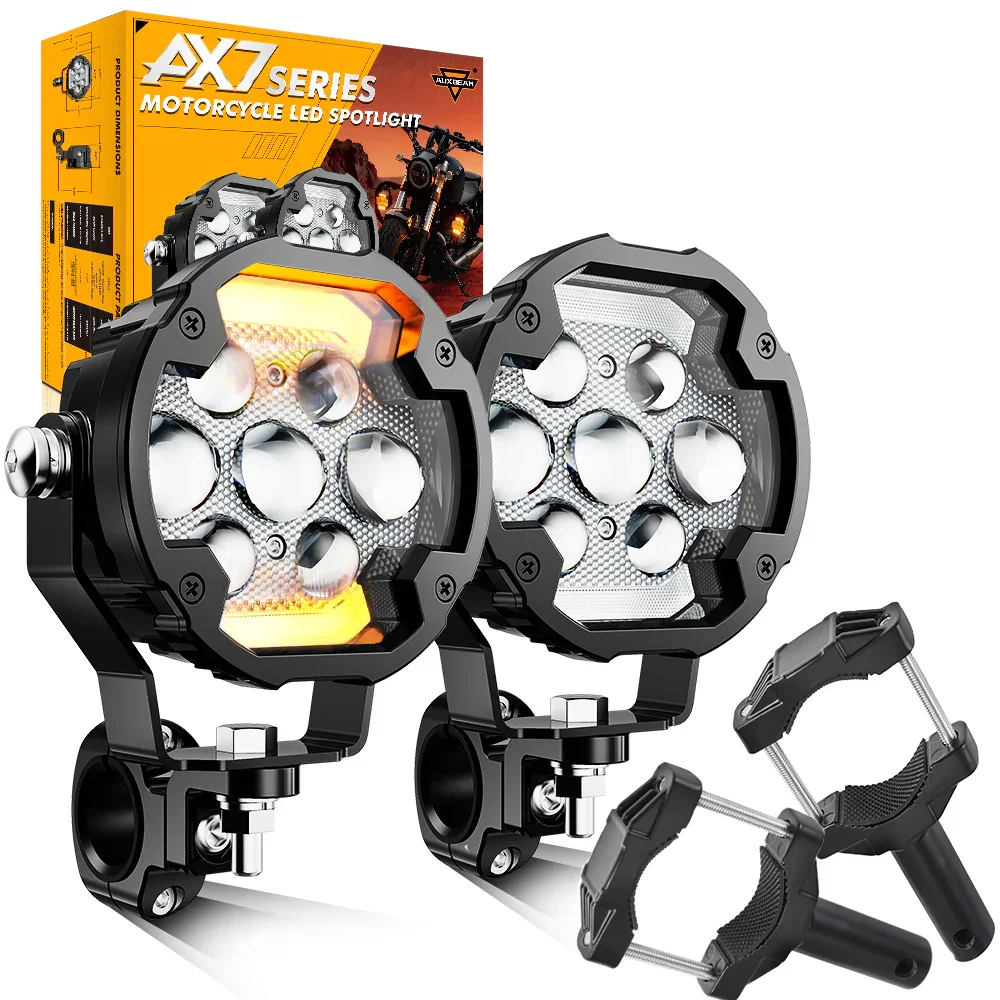 🆕4.2 Inch Motorcycle Auxiliary LED Spotlight, 72W AX7 Series Dual Color Switchback Driving Fog Light with 3+4 Modes For Motorcycle Jeep SUV ATV Truck | 2PCS/Set - Image 17