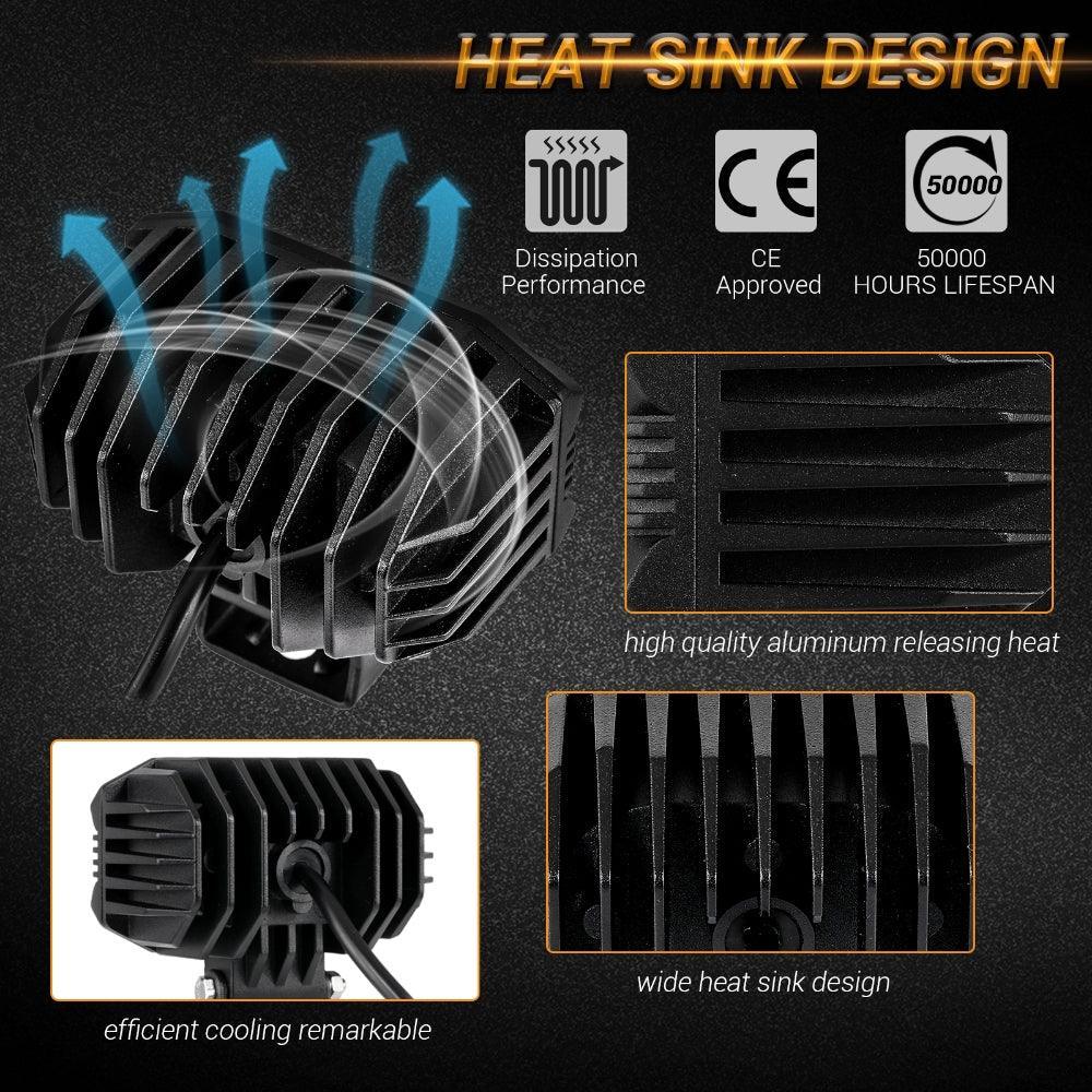 4 Inch 30W Corrugated Lens Flood Beam LED Pods Lights with Dual A-Pillar Mounting Bracket For Ford Bronco 2/4 Door 2021 2022 - Image 4