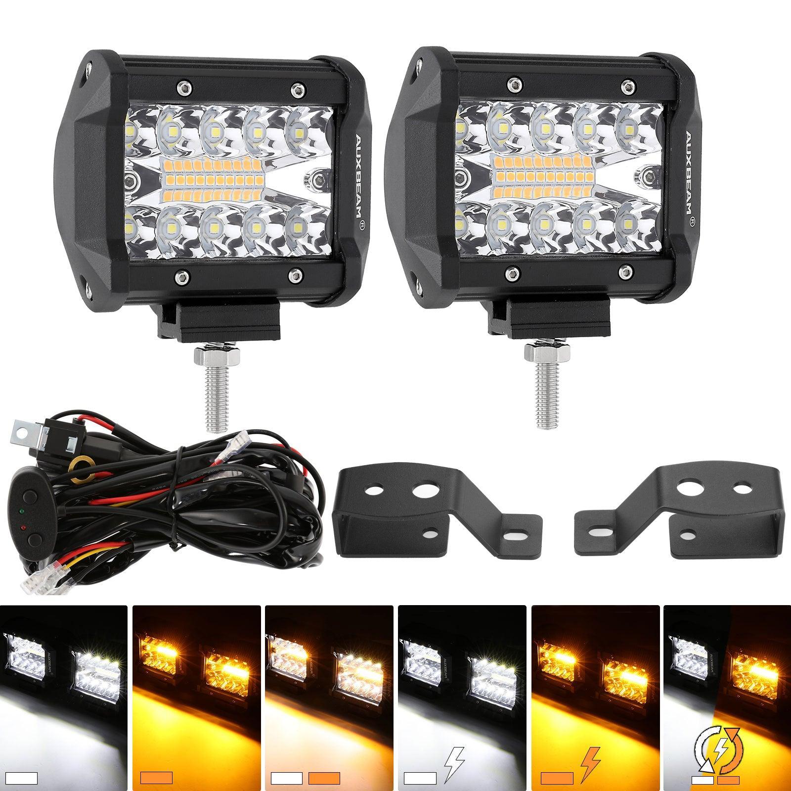 4 Inch 6 Modes White&Amber LED Working Light LED Pods with A-Pillar Mounting Bracket For Ford Bronco 2/4 Door 2021 2022 - Image 2