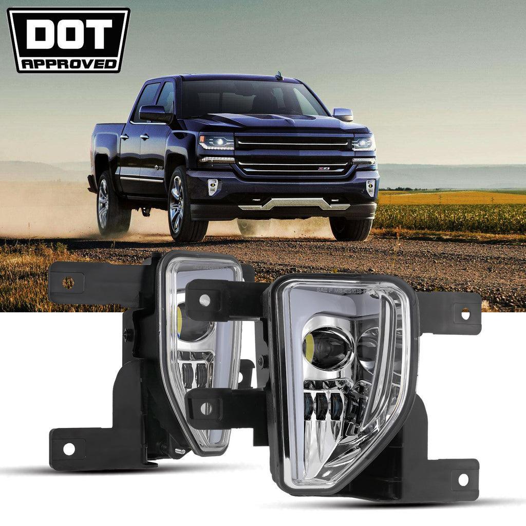 (2pcs/set) 45W DOT Approved LED Fog Lights with DRL for 2016-2018 Chevy Silverado 1500 (Black/Chrome) - Image 2