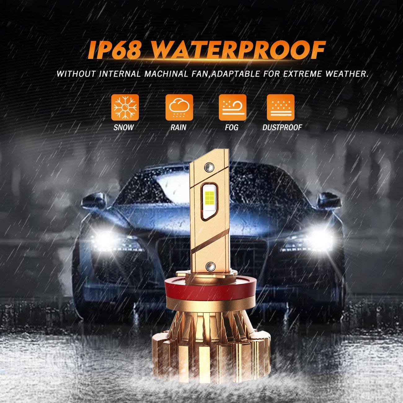 H11+H11 Headlight Bulbs 44W 4000LM X60 Series Fanless 6500K Cool White | 4 Bulbs - Image 6