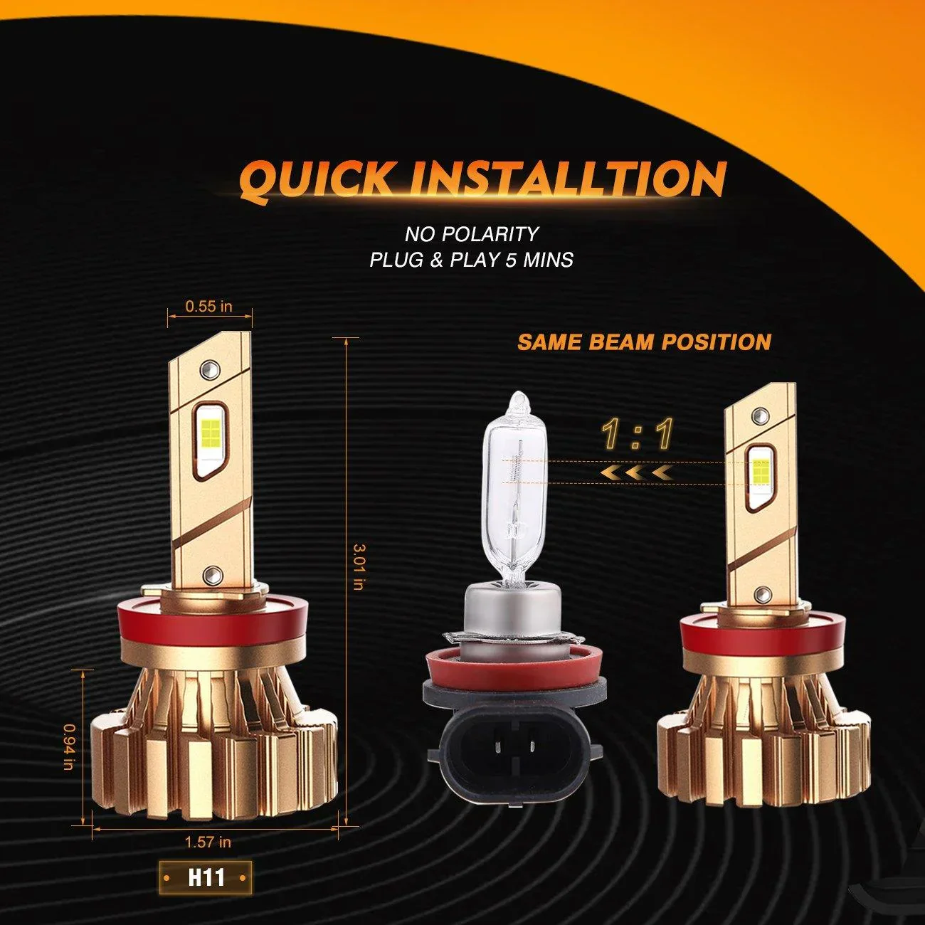H11+H11 Headlight Bulbs 44W 4000LM X60 Series Fanless 6500K Cool White | 4 Bulbs - Image 7
