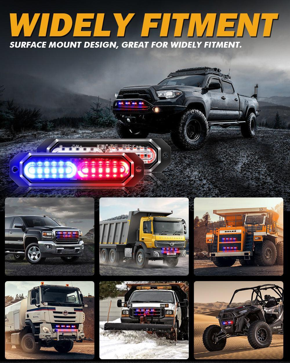 (4PSC/SET) 12LED Emergency Surface Mount Grill Strobe Light for Trucks Vehicles ATV RV Cars Van - Image 4