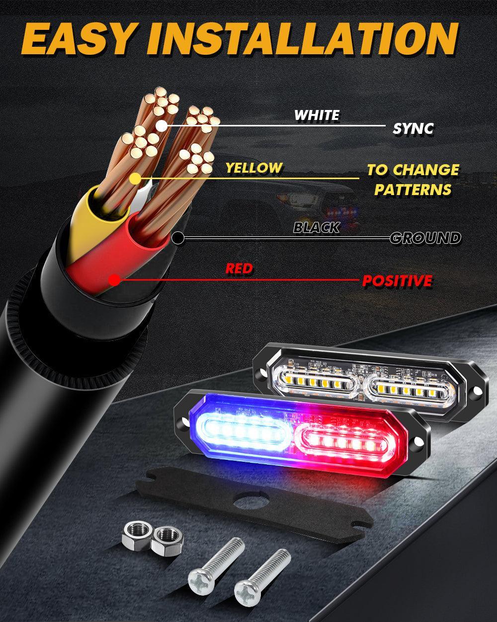 (4PSC/SET) 12LED Emergency Surface Mount Grill Strobe Light for Trucks Vehicles ATV RV Cars Van - Image 5
