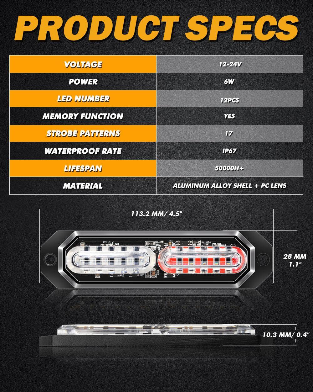 (4PSC/SET) 12LED Emergency Surface Mount Grill Strobe Light for Trucks Vehicles ATV RV Cars Van - Image 6