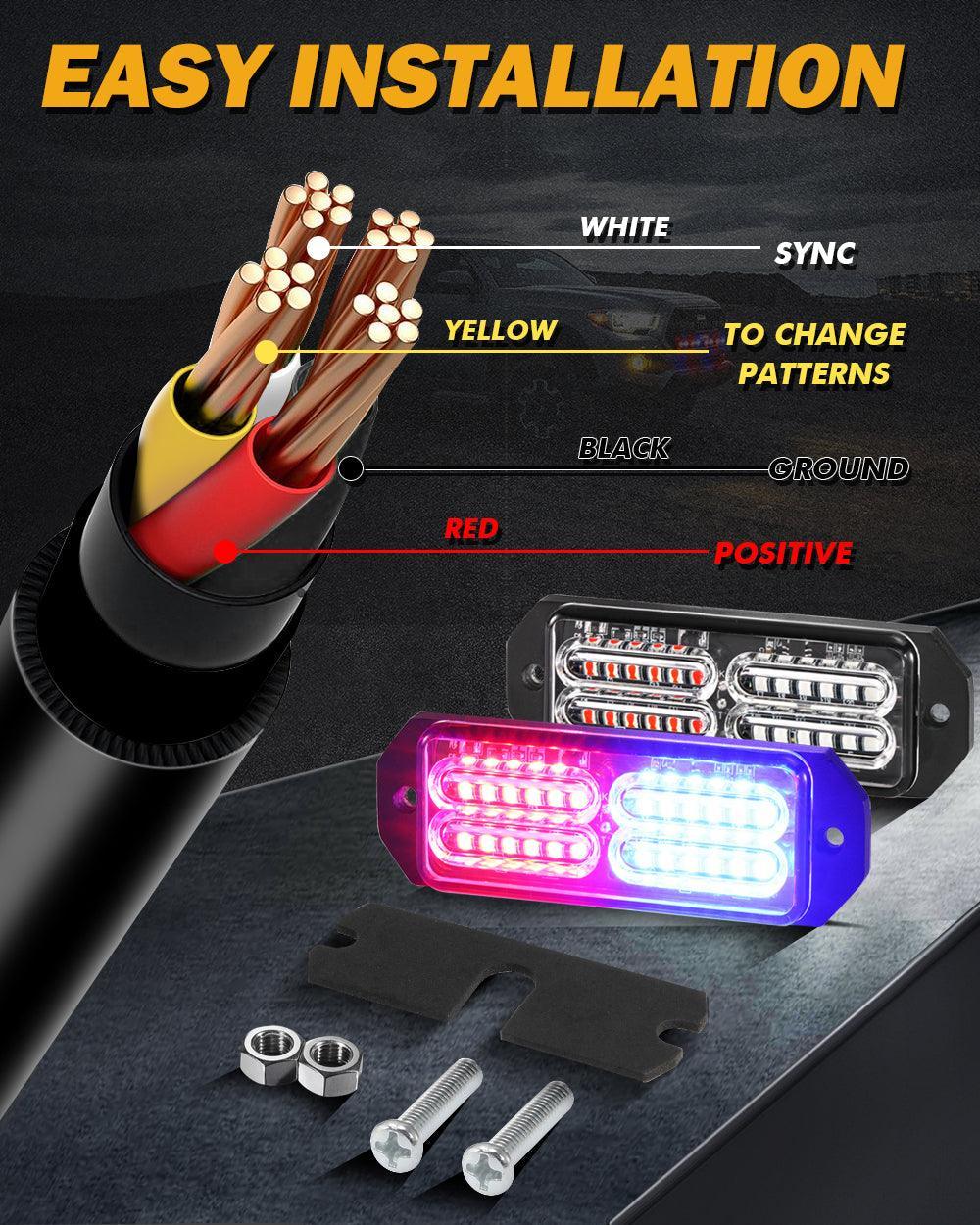(4PSC/SET) 24LED Emergency Surface Mount Grill Strobe Light for Trucks Vehicles ATV RV Cars Van - Image 6