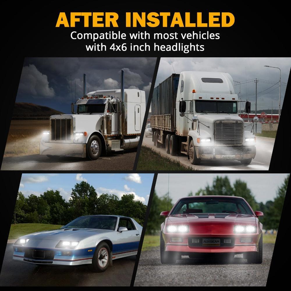 4x6 LED Headlights Rectangular Headlamps Hi/Lo Sealed Beam with DRL DOT Approved Replacement H4651 H4652 H4656 H4666 H6545 Compatible with Peterbil Kenworth Freightliner Ford Trucks - Image 9