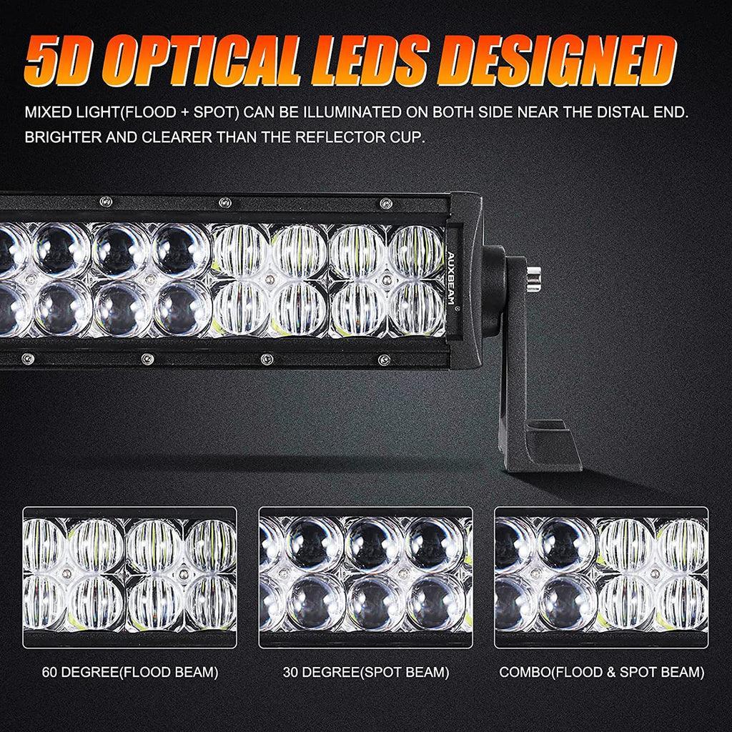 22 Inch-52 Inch 5D Series Straight/Curved Combo Beam Double Row LED Light Bar for Chevy Tahoe - Image 4