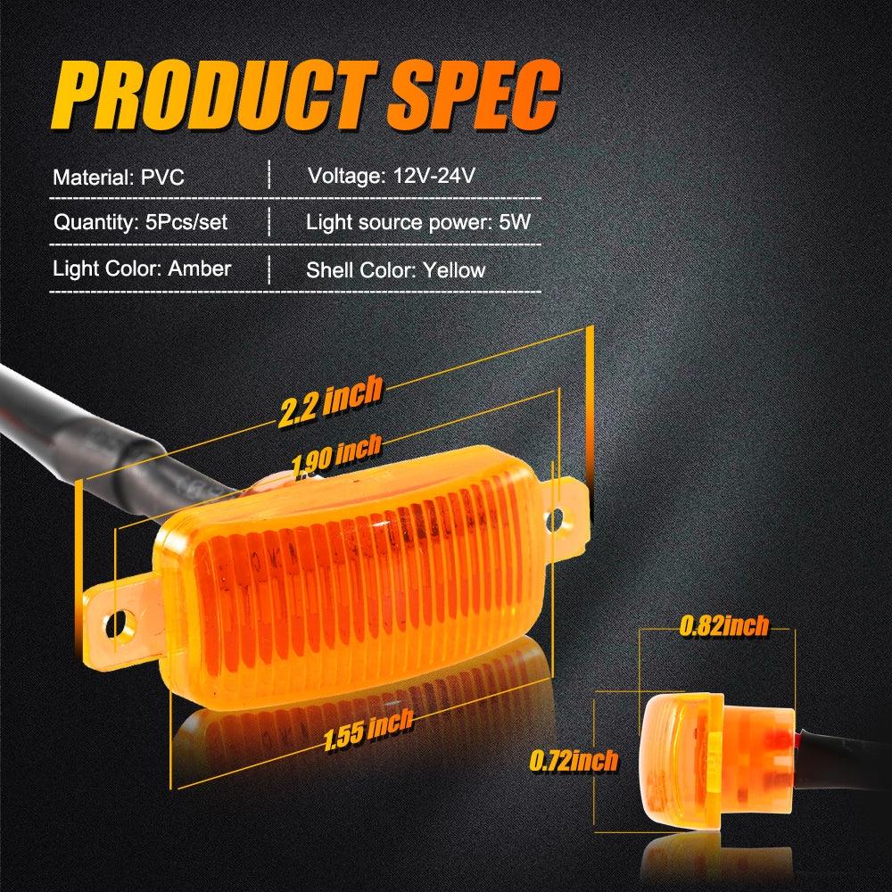 (5pcs/set)  LED Front Grille Lights Raptor Style Amber Light Universal Car Modification - Image 6