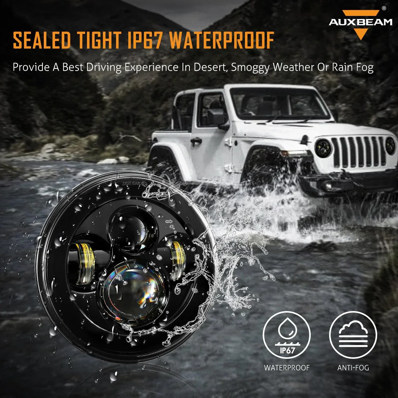 7'' LED Headlight Replacement & LED Smoke Tail Light Brake Reverse Turn Signal Lamp for Jeep Wrangler JK - Image 6