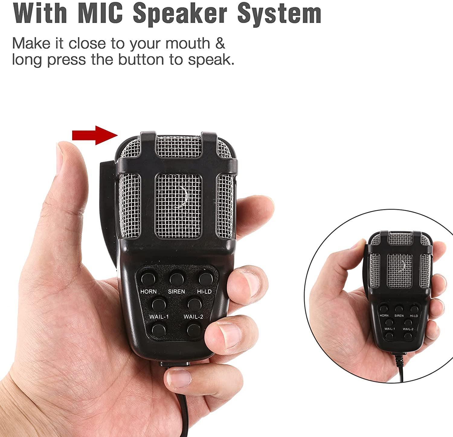 Auxbeam 12V 100W Horns 7 Tone Emergency Warning Siren with Mic PA Speaker - Image 3