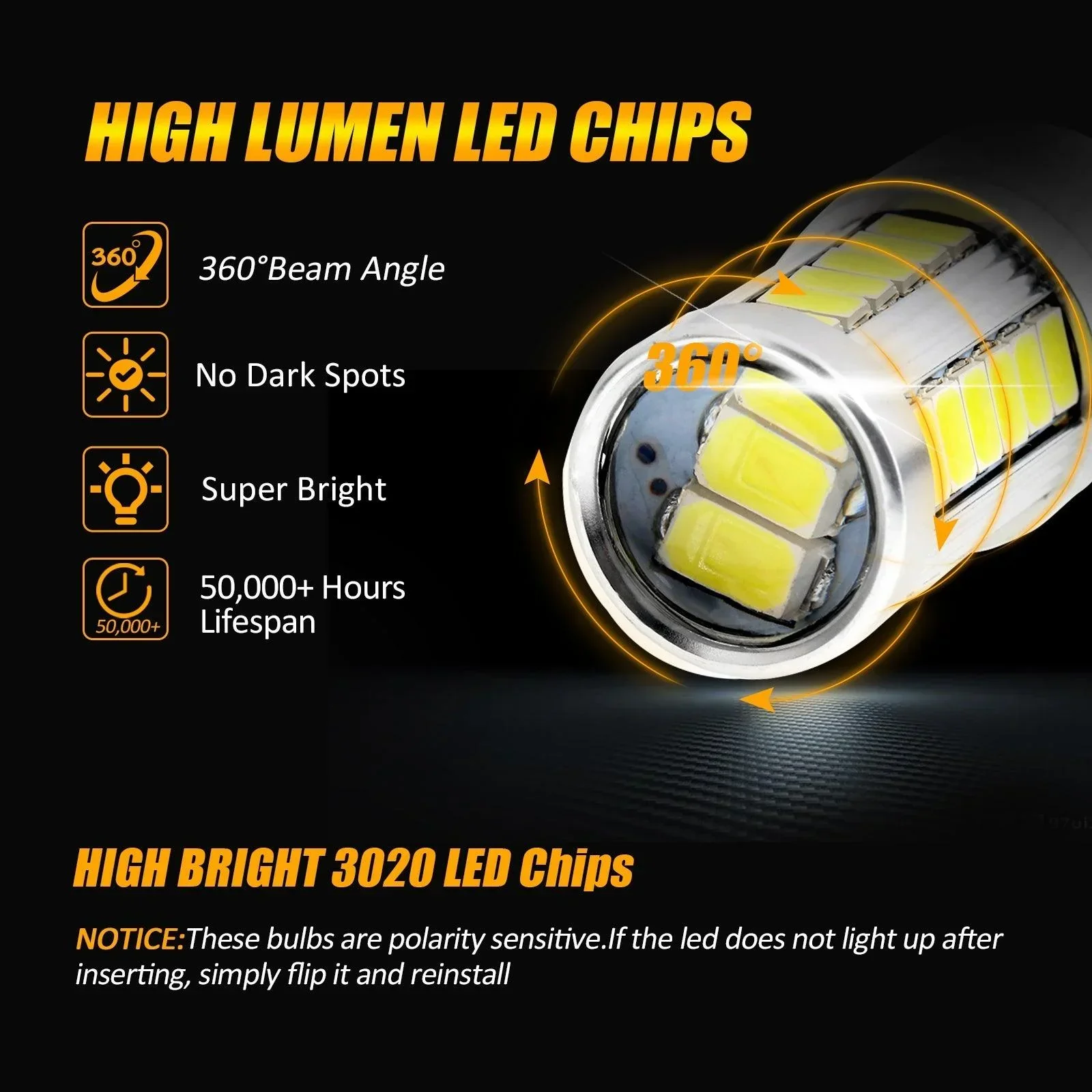 7440 7440A LED Backup Reverse/Turn Signal/Brake Tail Light Bulbs 20W 4000LM 6500K White 33LED Series | 2 Bulbs - Image 4
