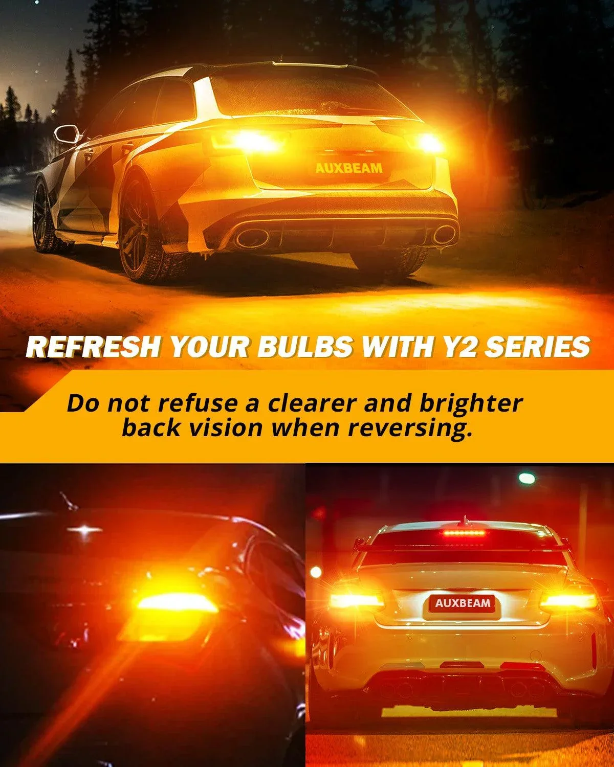 T20 7443 7440 LED Turn Signal Light Rear/Front, Side Maker Light Bulbs 14W 6000LM CAN-Bus Error 3000K Amber Y2 Series | 2 Bulbs - Image 7