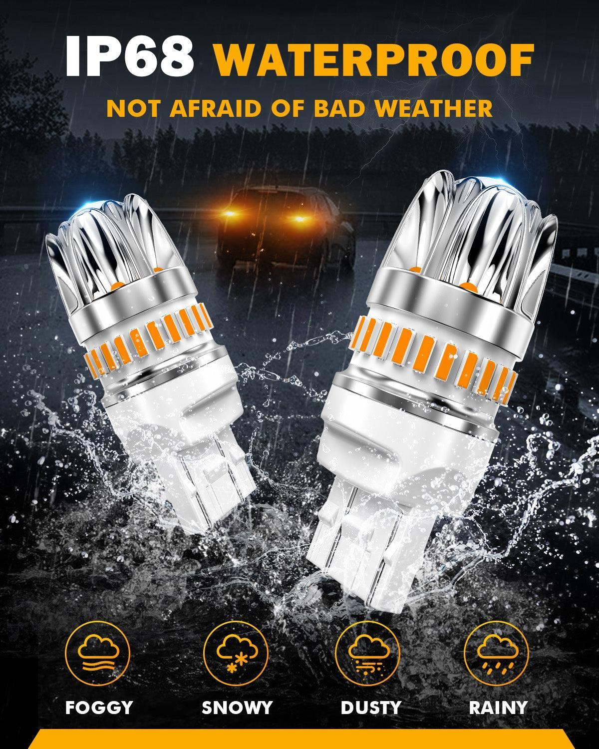 T20 7443 7440 LED Turn Signal Light Rear/Front, Side Maker Light Bulbs 14W 6000LM CAN-Bus Error 3000K Amber Y2 Series | 2 Bulbs - Image 8