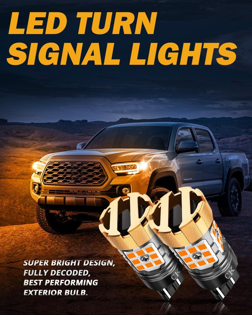 🆕7443 US-CK LED Turn Signal Light Rear/Front, Side Maker Light Bulbs 50W 4000LM CAN-Bus Error Free 3000K Amber B21-PRO Series |2 Bulbs - Image 2