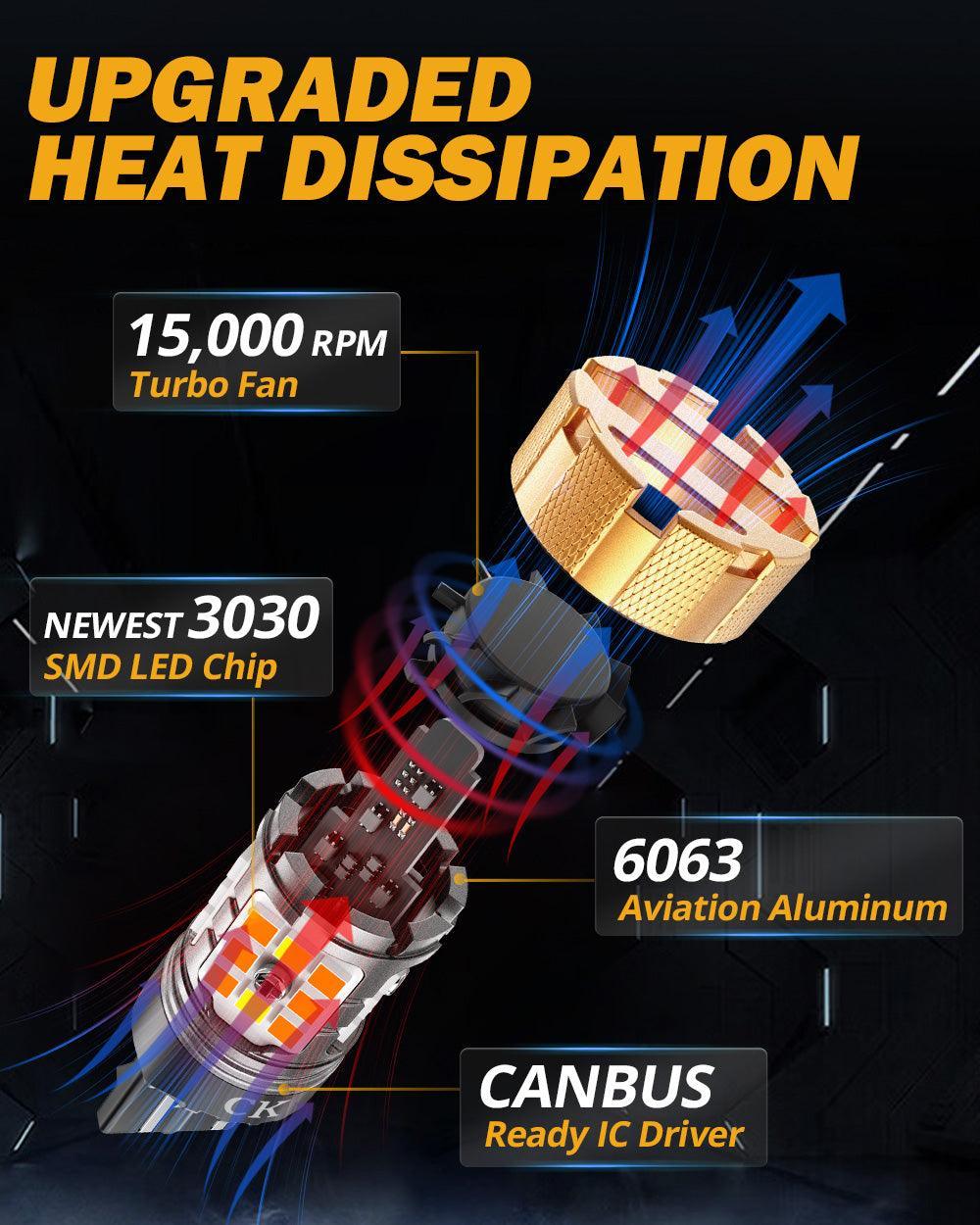 🆕 7443 US-CK LED Front Turn Signal & DRL Light Bulbs 50W 4000LM CAN-Bus Error Free Dual Color Switchback White & Amber B21-PRO Series | 2 Bulbs - Image 6