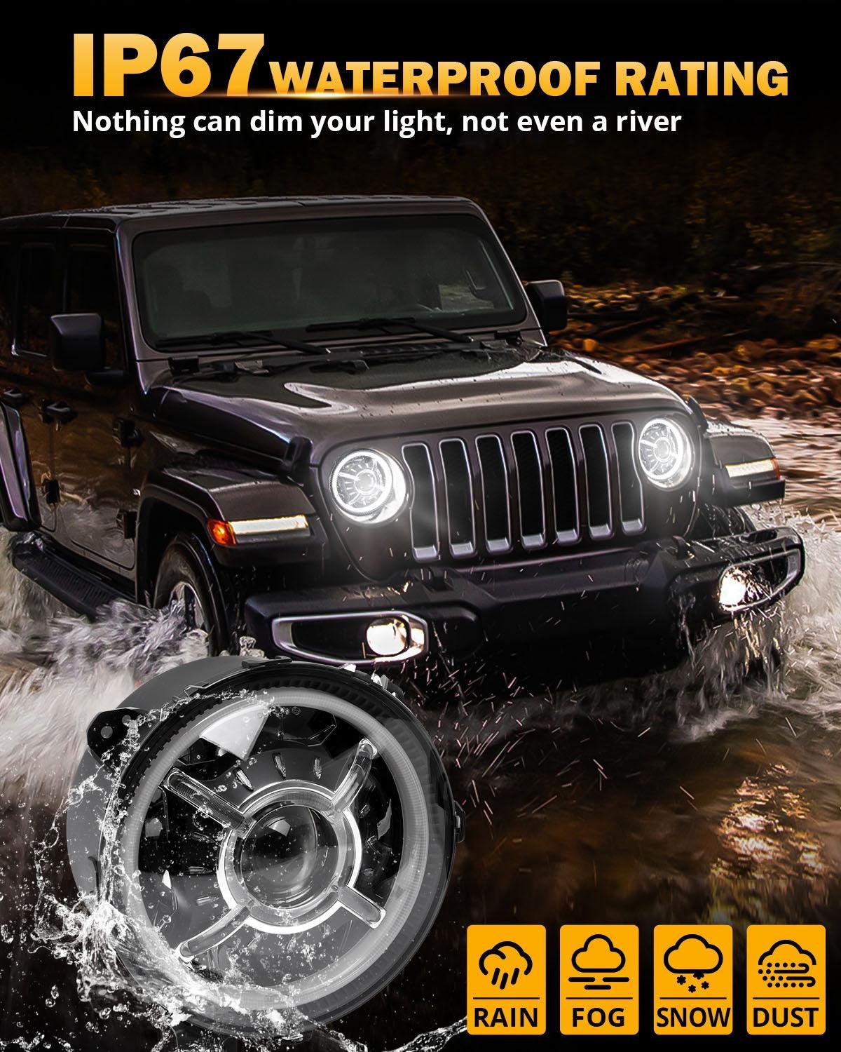 9 Inch 100W Dot Approved LED Headlights with Halo DRL&Turn Signal High/Low Beam for 2018-2023 Jeep Wrangler JL Sport Sahara Rubicon MOAB Gladiator JT - Image 7
