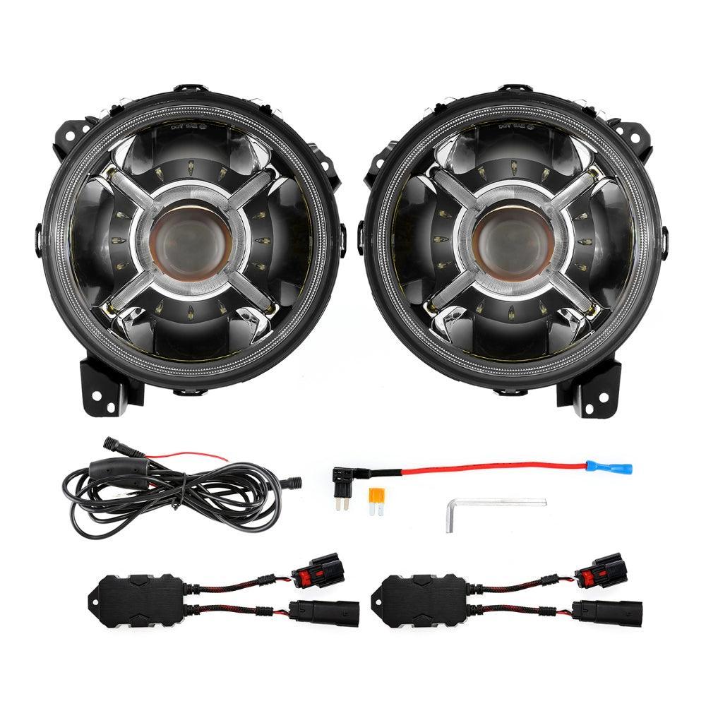 9'' ROUND 100W LED HEADLIGHTS WITH DRL & 4'' 30W LED FOG LIGHTS FOR 2018-2022 JEEP WRANGLER JL - Image 10