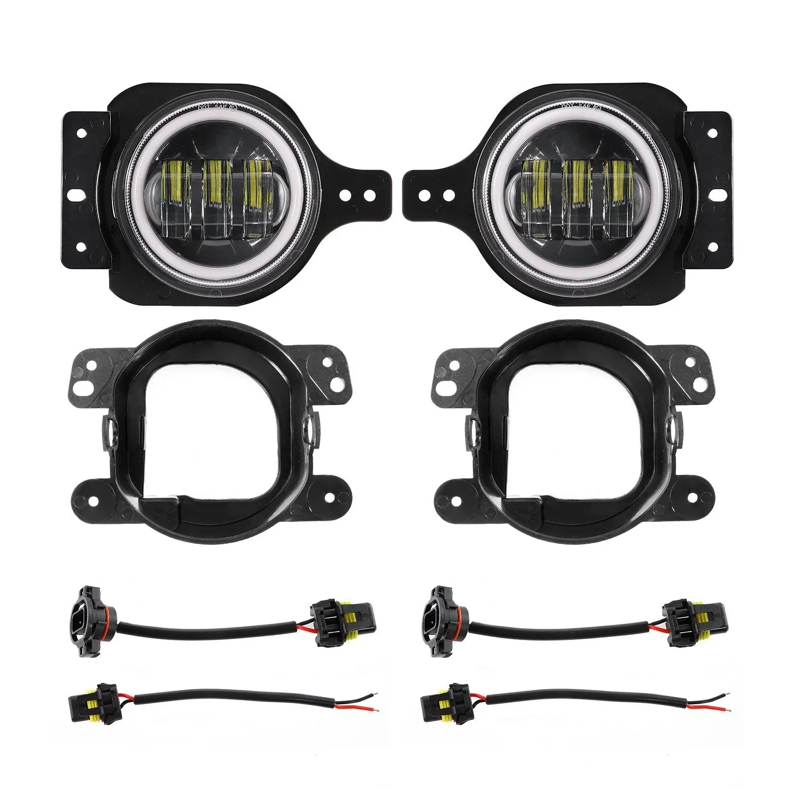 9'' ROUND 100W LED HEADLIGHTS WITH DRL & 4'' 30W LED FOG LIGHTS FOR 2018-2022 JEEP WRANGLER JL - Image 11