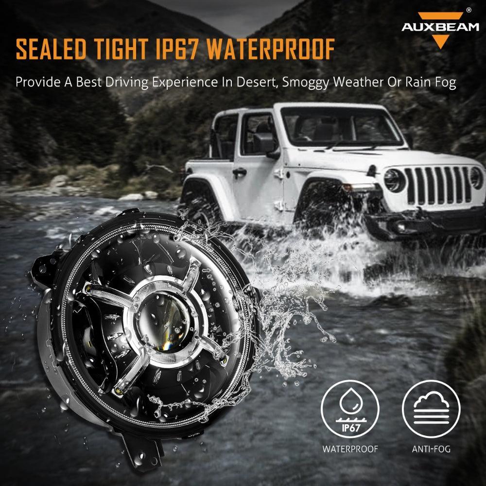 9'' ROUND 100W LED HEADLIGHTS WITH DRL & 4'' 30W LED FOG LIGHTS FOR 2018-2022 JEEP WRANGLER JL - Image 3