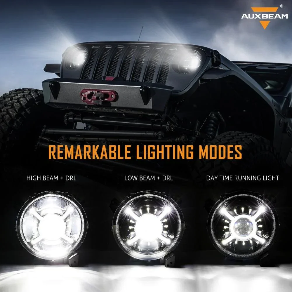 9'' ROUND 100W LED HEADLIGHTS WITH DRL & 4'' 30W LED FOG LIGHTS FOR 2018-2022 JEEP WRANGLER JL - Image 4