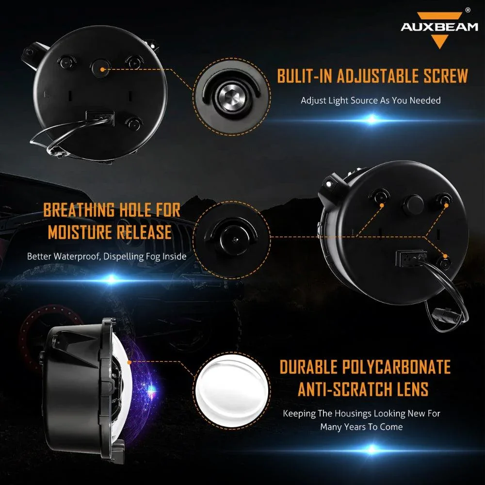 9'' ROUND 100W LED HEADLIGHTS WITH DRL & 4'' 30W LED FOG LIGHTS FOR 2018-2022 JEEP WRANGLER JL - Image 5