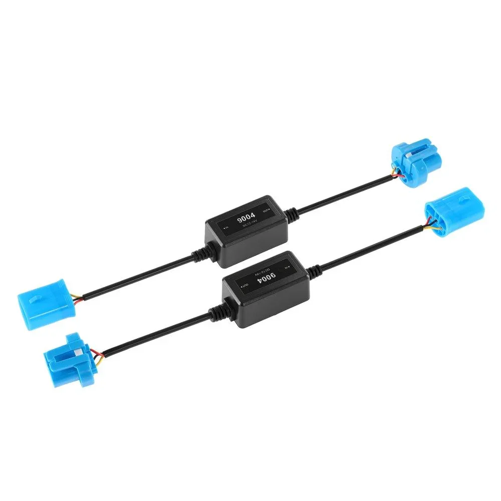 9004/HB1 C10-MODEL Enhanced LED Headlight Bulbs Canbus Decoder Anti-Flicker Hyper Flash No Warning Harness Resistor Conversion Kit 2pcs/set