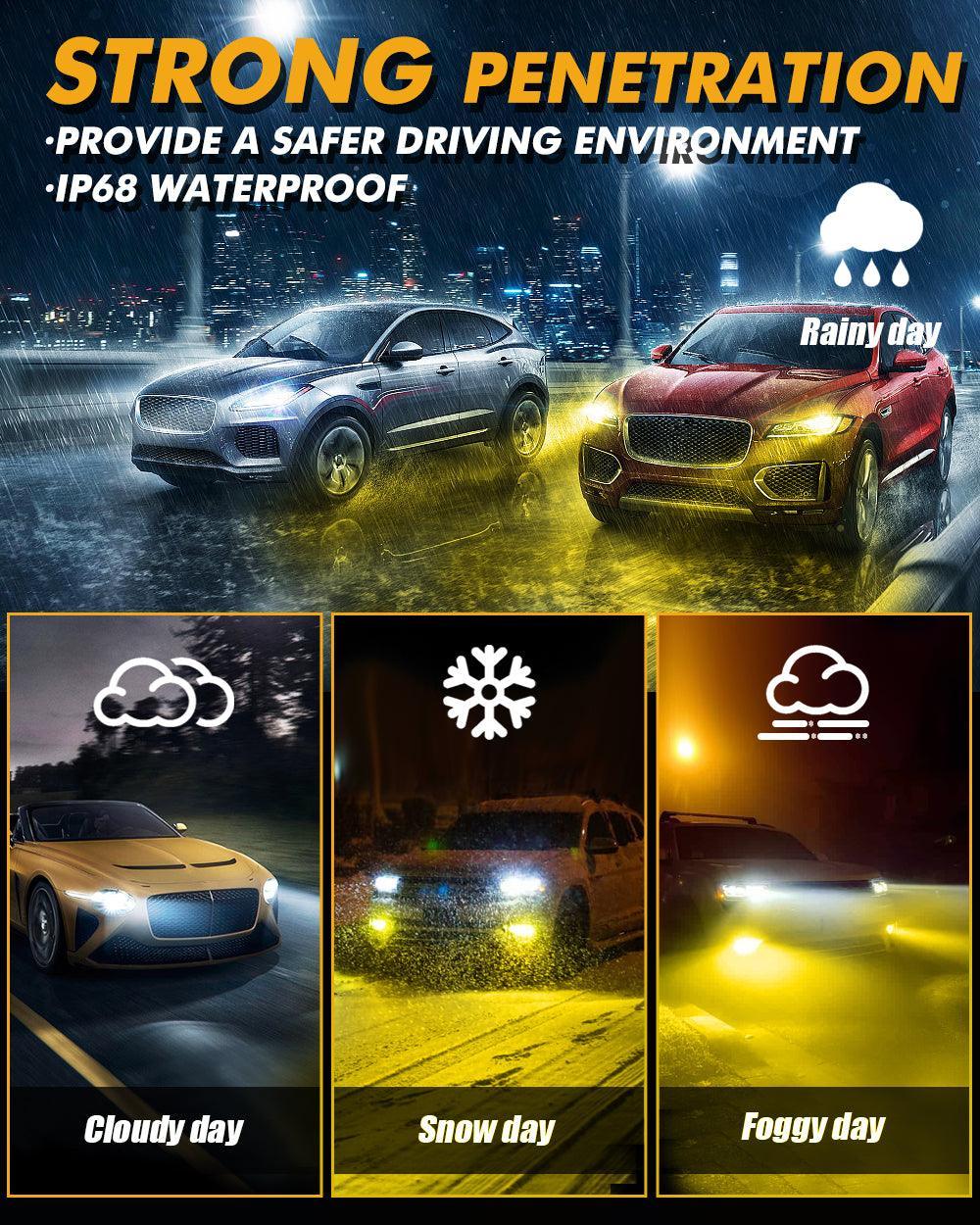 9005/HB3 LED Bulb Fog Lights/Low Beam Lights 110W 25000LM GX Bi-Color Series High Power & Brightness Dual Color Switchback | 2 Bulbs - Image 7