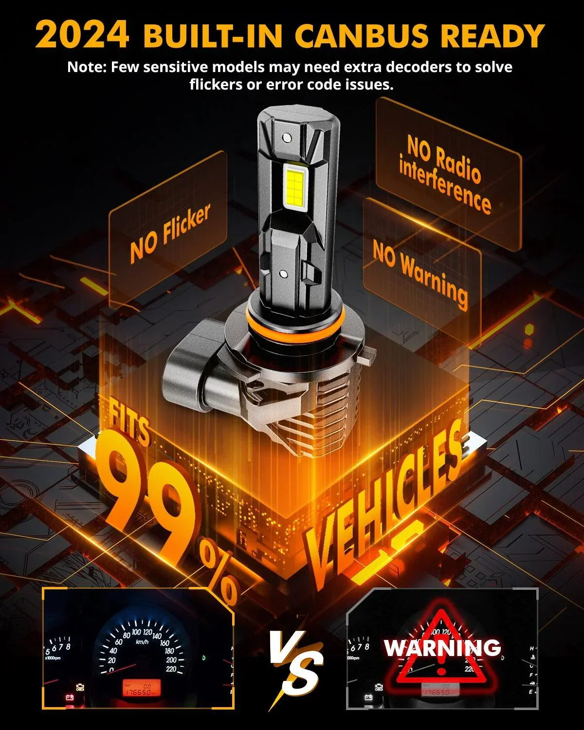🆕9005/HB3 LED Headlight Bulbs/Fog Lights Q15 Series Fanless&Wireless 60W 18000LM 6500K Cool White | 2 Bulbs - Image 7