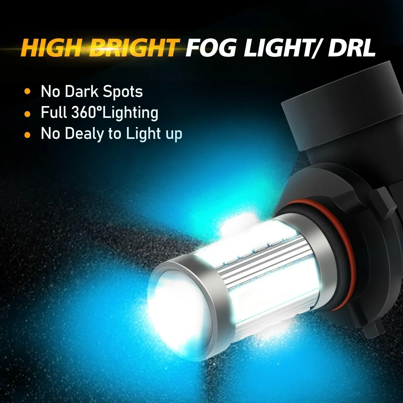 9006/HB4 LED Fog Light/DRL Bulbs 50W 4000LM Ice Blue 33LED Series | 2 Bulbs - Image 5