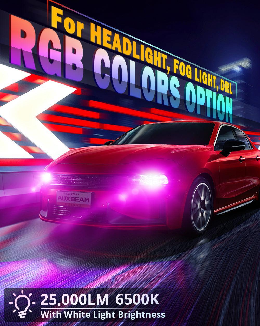 🆕9006/HB4 RGB LED Headlight Bulbs/DRL/Fog Light R7 Series 70W 25000LM 6500K Cool White + RGB Remote Control | 2 Bulbs - Image 2