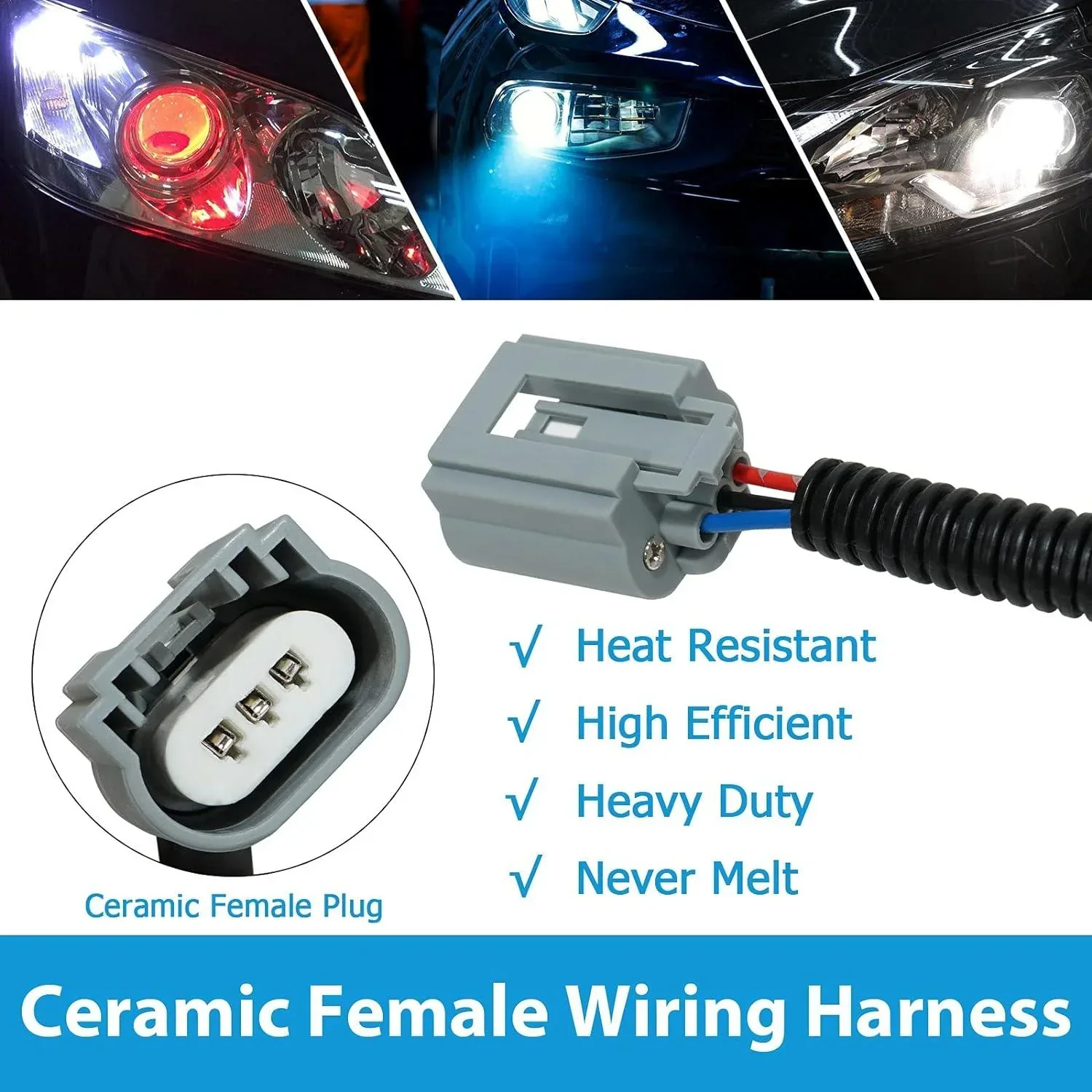 9007 LED Headlight Socket Female Adapter Wiring Harness Connector for Headlight/Fog Light 2pcs/Set - Image 3
