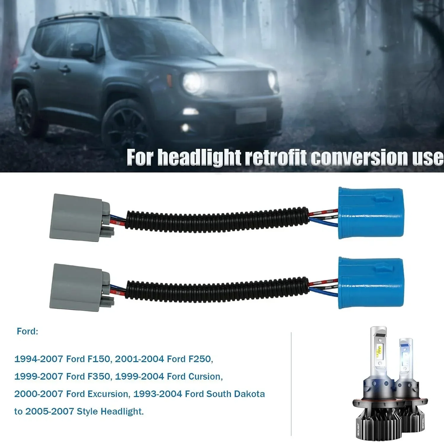 9007 LED Headlight Socket Female Adapter Wiring Harness Connector for Headlight/Fog Light 2pcs/Set - Image 5