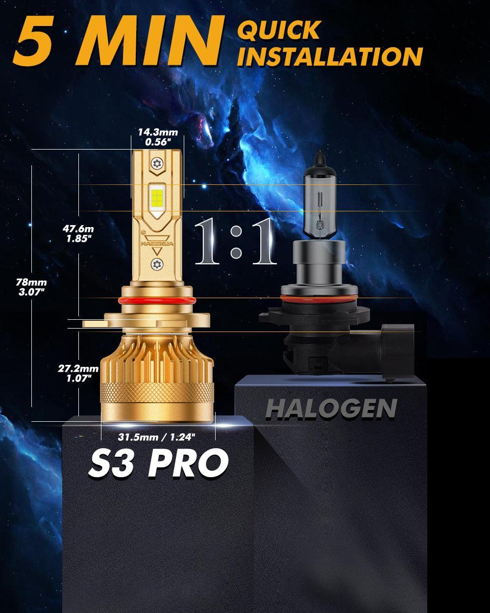 🆕9012/HIR2 LED Headlight Bulbs S3 Pro Series Dual Decoder CAN-BUS Error Free 12V 120W 24000LM 6500K Cool White | 2 Bulbs - Image 8