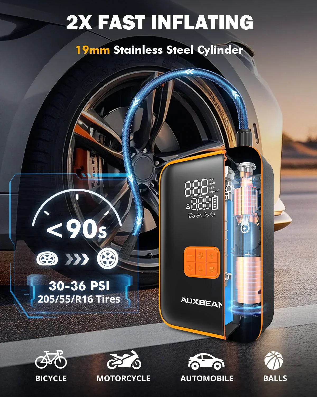 🆕AJ3500 Series 3500A Jump Starter with Air Compressor 120PSI Tire Inflator For 8L Gas/ 6L Diesel Engine - Image 3