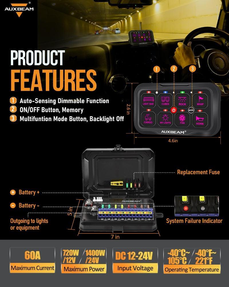 AR-800 Multifunction RGB Switch Panel with Bluetooth Controlled & 47 Inch Extension Cable(Optional) for FORD F150 F250 F350 - Image 4