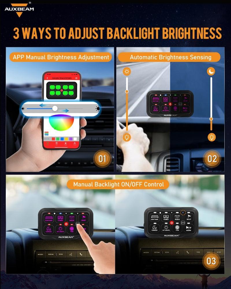 AR-800 Multifunction RGB Switch Panel with Bluetooth Controlled & 47 Inch Extension Cable(Optional) for FORD F150 F250 F350 - Image 5