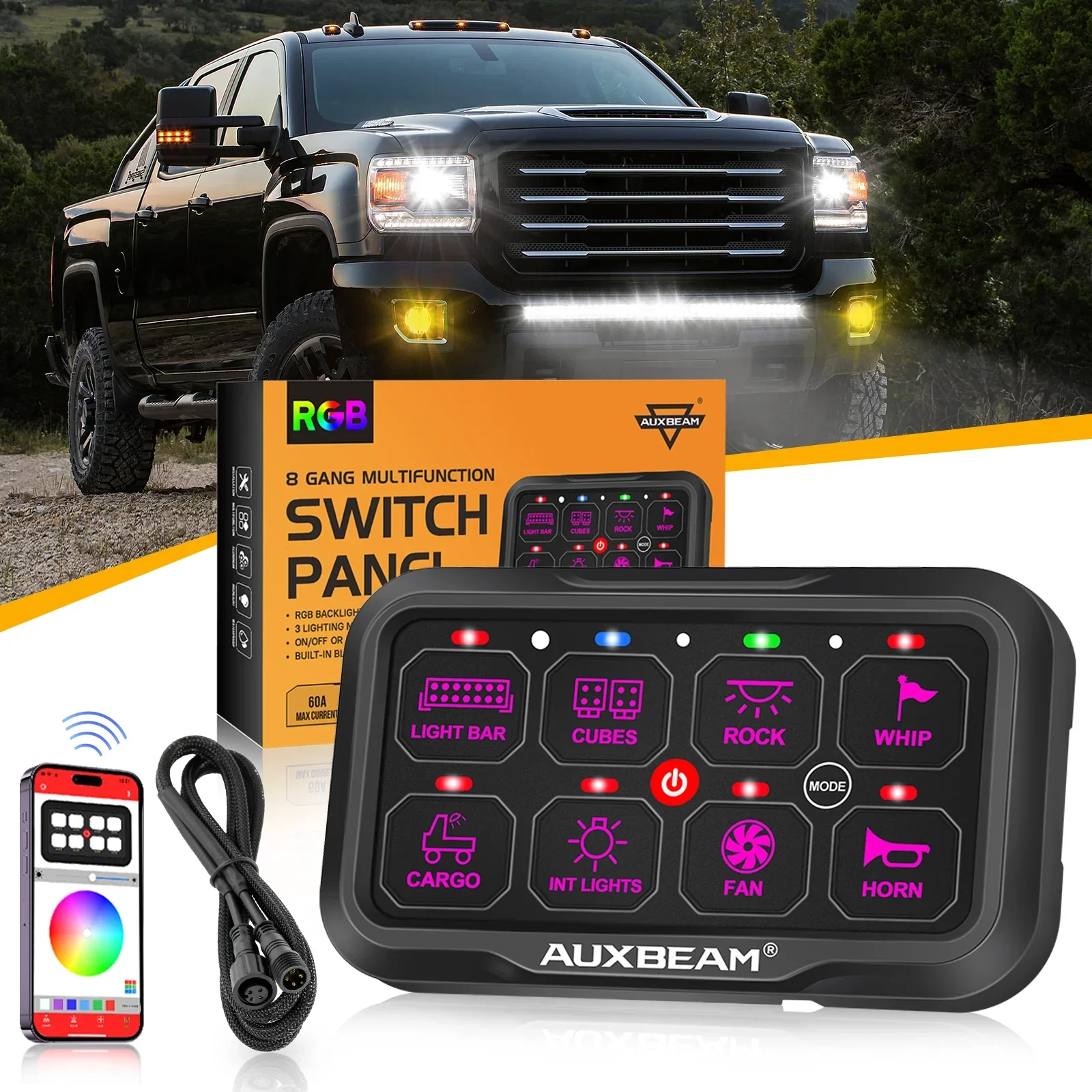 AR-800 Multifunction RGB Switch Panel with Bluetooth Controlled & 47 Inch Extension Cable(Optional) for GMC - Image 10