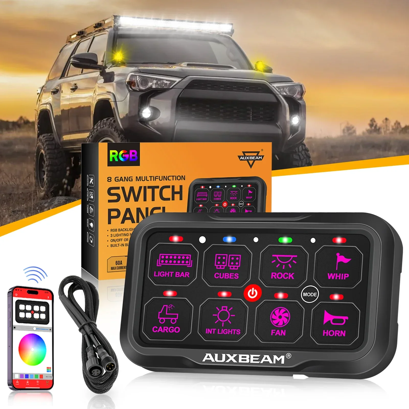 AR-800 Multifunction RGB Switch Panel with Bluetooth Controlled & 47 Inch Extension Cable(Optional) for Toyota 4Runner - Image 10