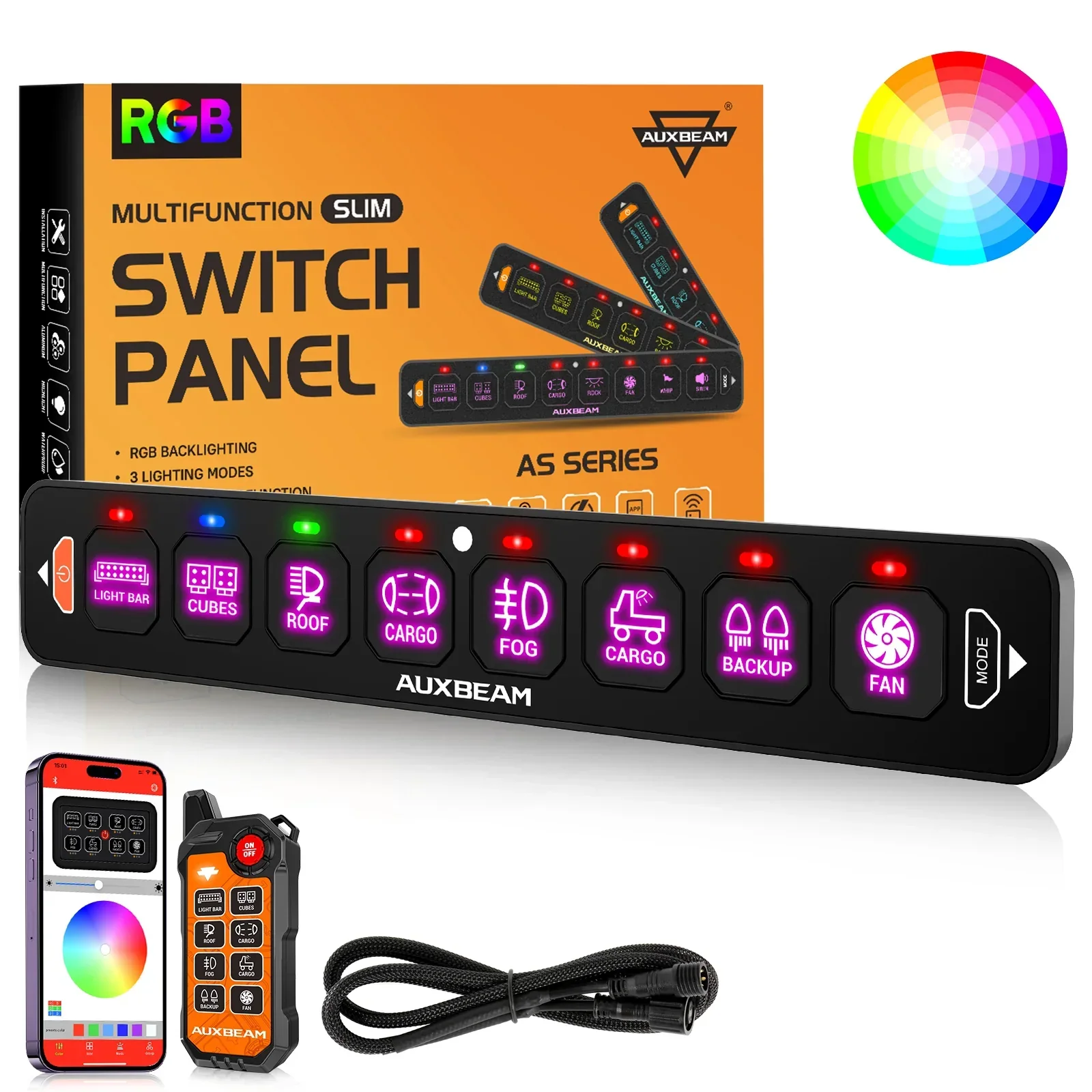 AS Series 8 Gang (AS-800) RGB Slim Switch Panel with APP&Remote Control, Toggle/ Momentary/ Pulsed Mode Supported(One-Sided Outlet) - Image 12
