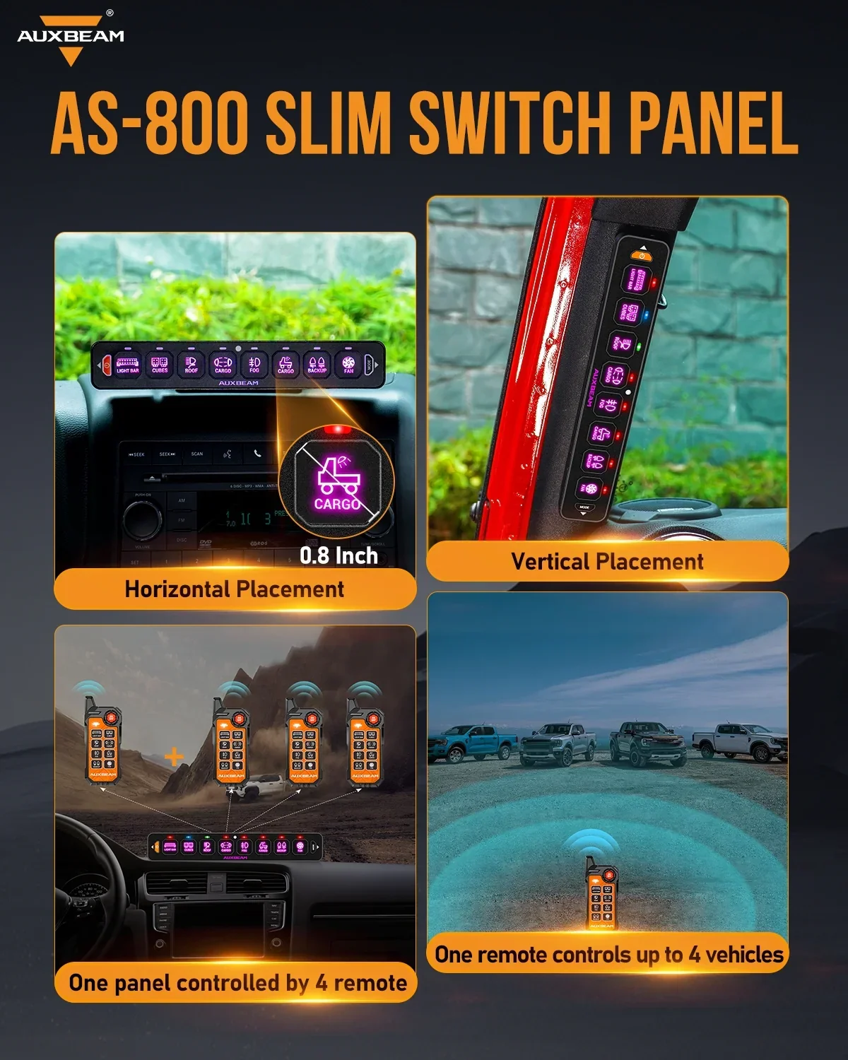 AS Series 8 Gang (AS-800) RGB Slim Switch Panel with APP&Remote Control, Toggle/ Momentary/ Pulsed Mode Supported(One-Sided Outlet) - Image 6
