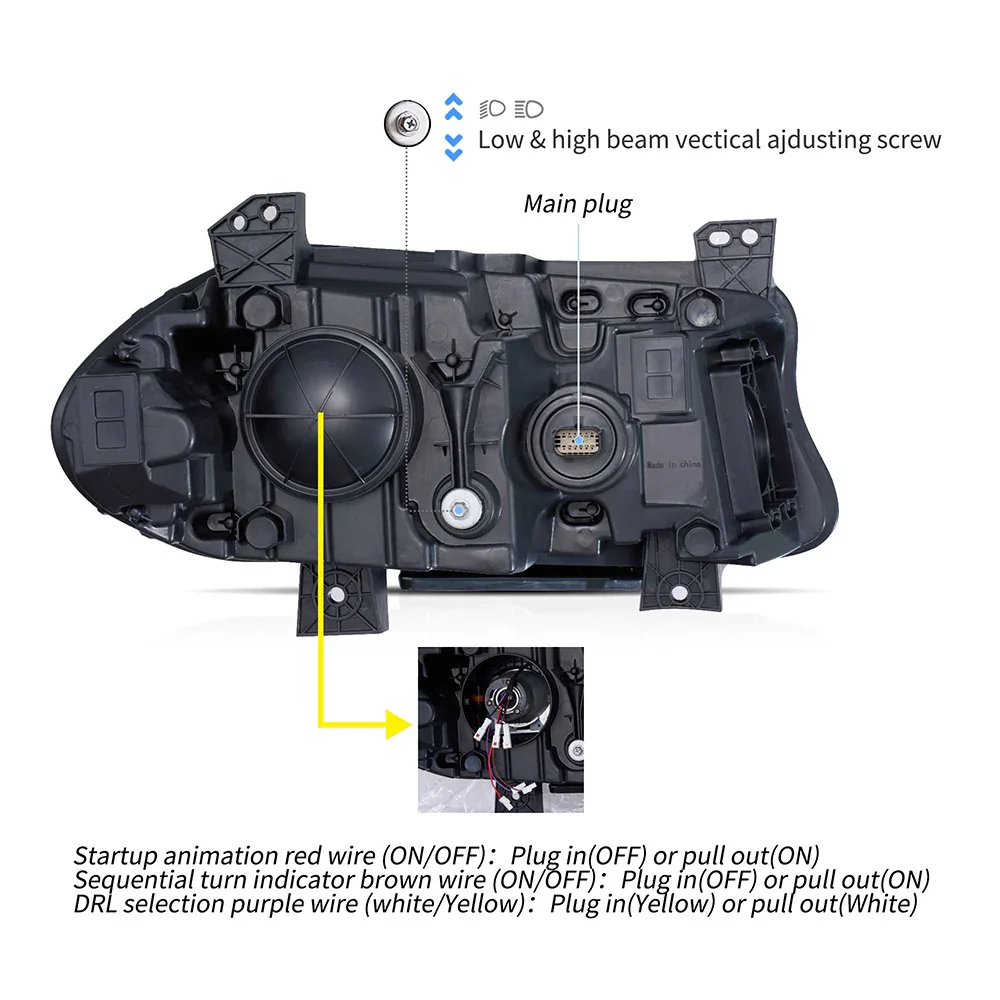 Bi-LED Projectors Headlights Assembly Black For 2015-2023 Dodge Charger - Image 7