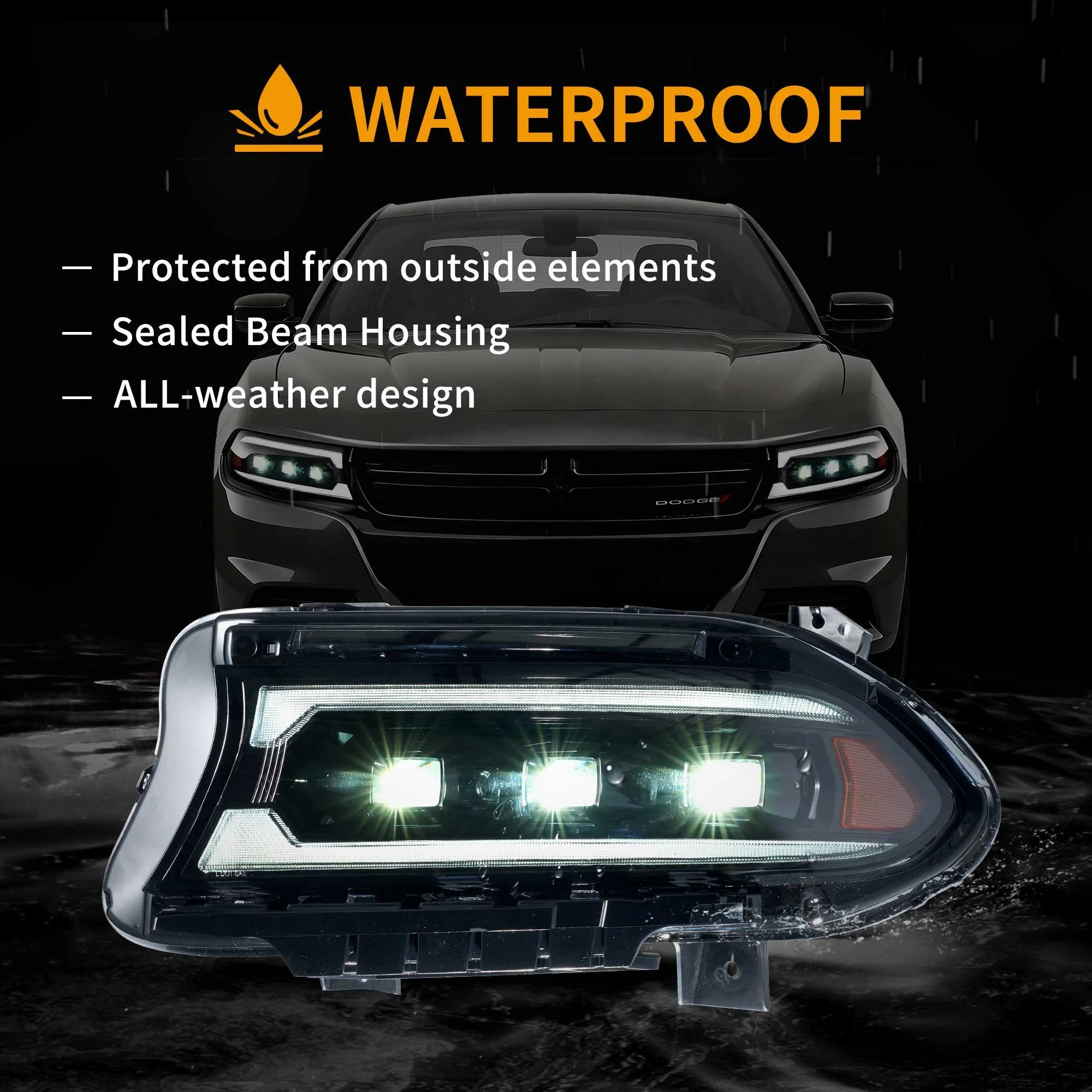 Bi-LED Projectors Headlights Assembly Black For 2015-2023 Dodge Charger - Image 9