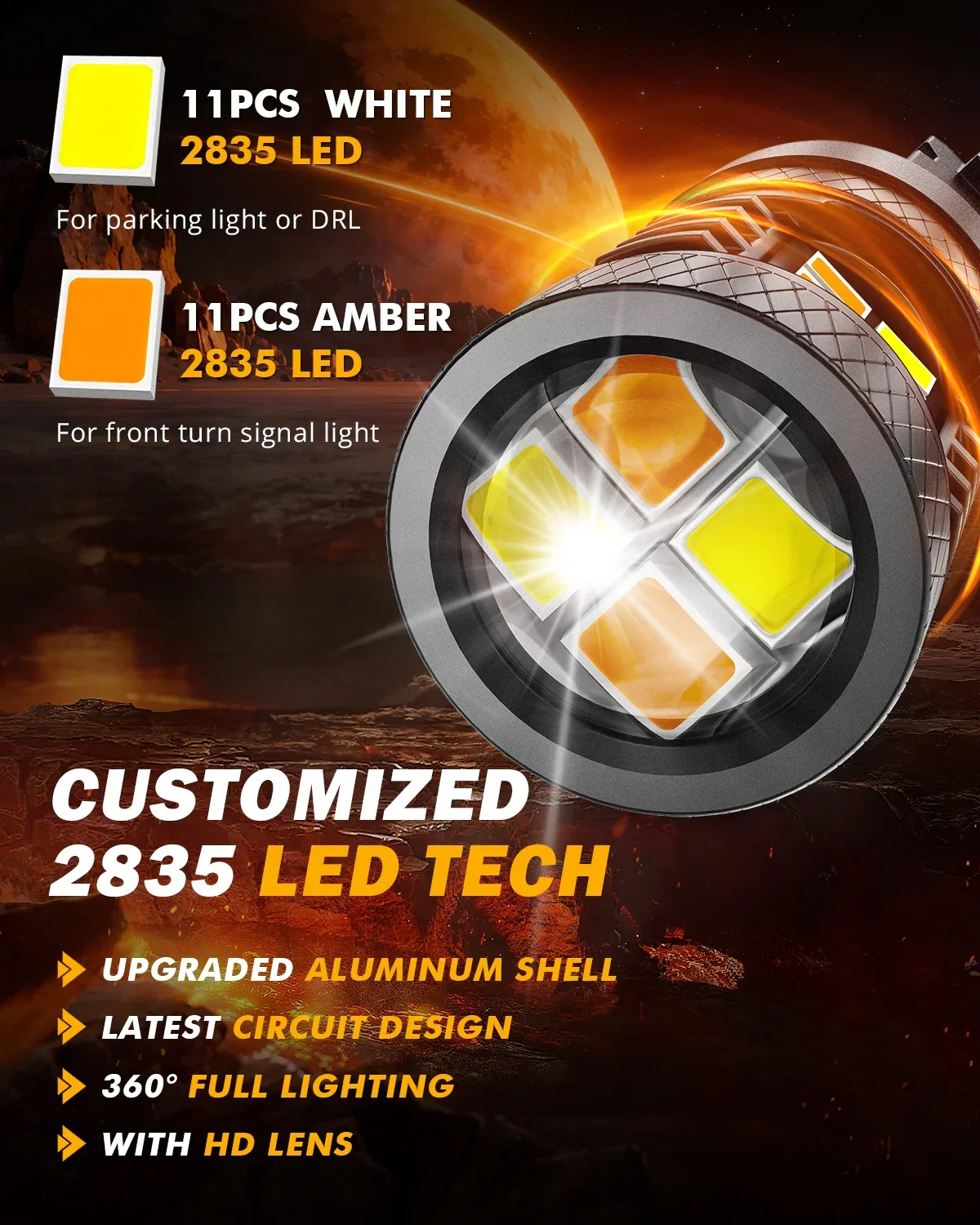 For 2009-2015 Toyota Tacoma 3157 DRL&Turn Signal Light Dual Color Lighting Switchback White&Amber - Image 4