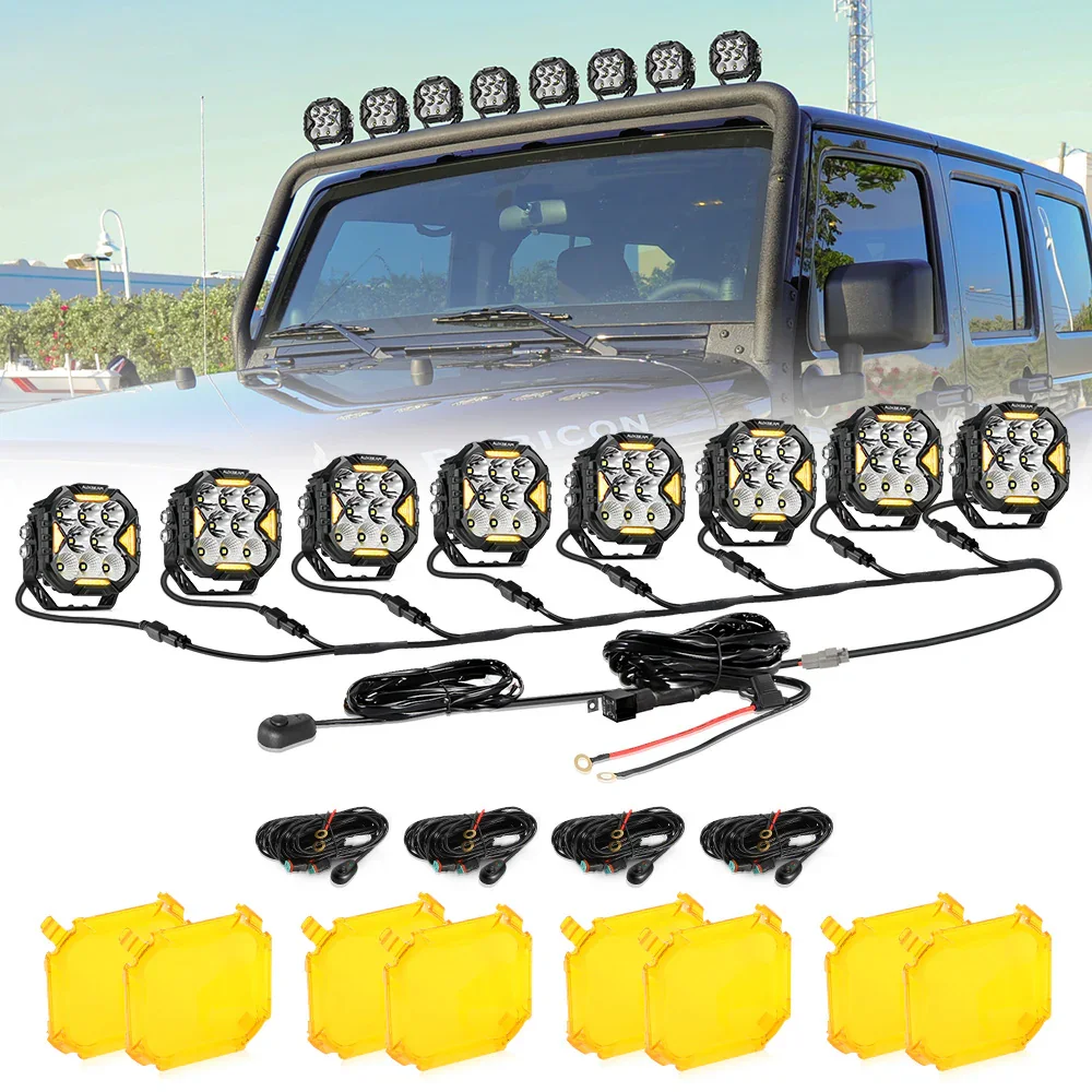 CUBE-Z Series 4 Inch Combo LED Pod Lights Off Road Lights with White DRL & Amber Turn Signal Lights - Image 21