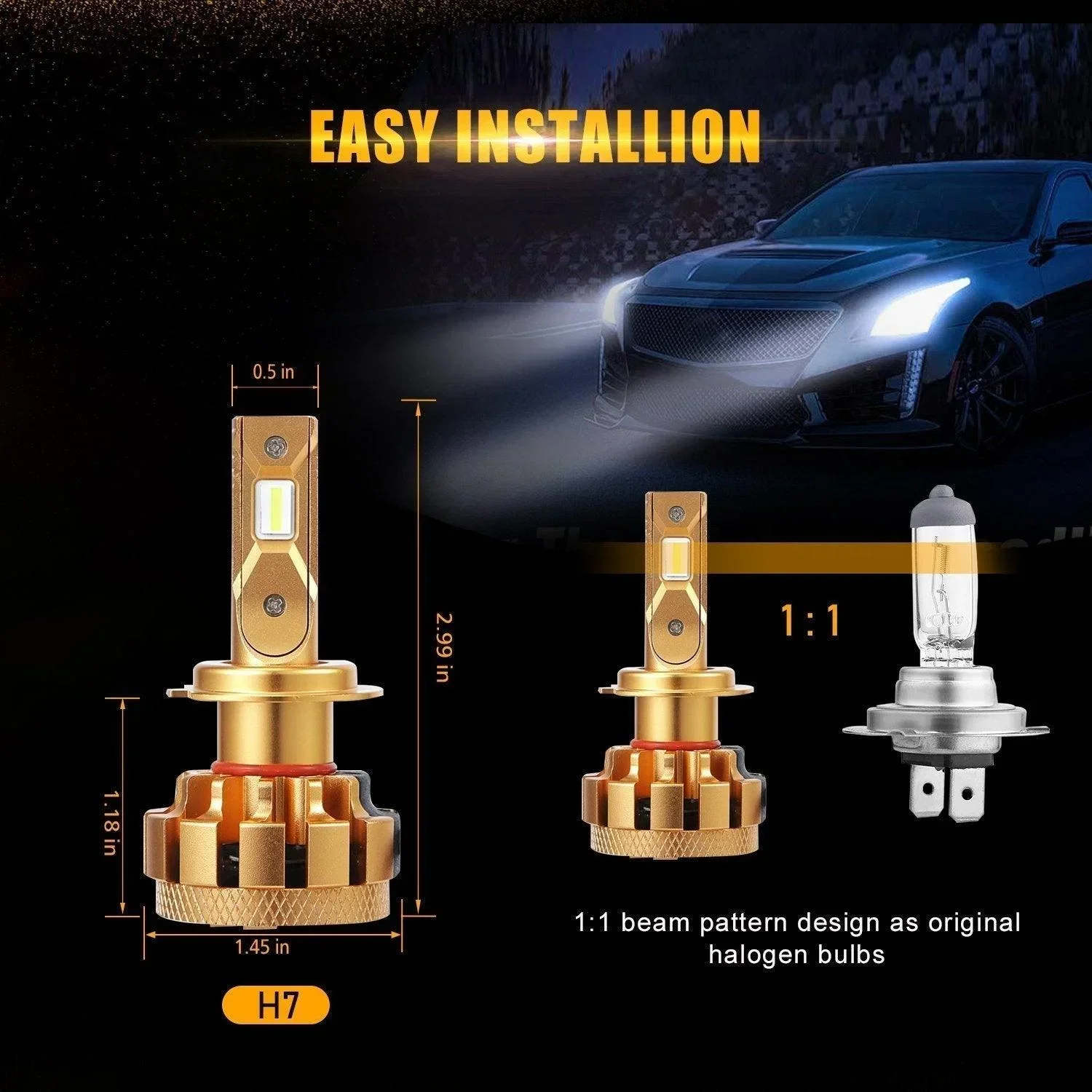 For 2000-2009 Mercedes-Benz E320 with Halogen Headlamps F-16 Plus Series Built-in Canbus LED Light Bulbs High Low Beam Bundle - Image 8