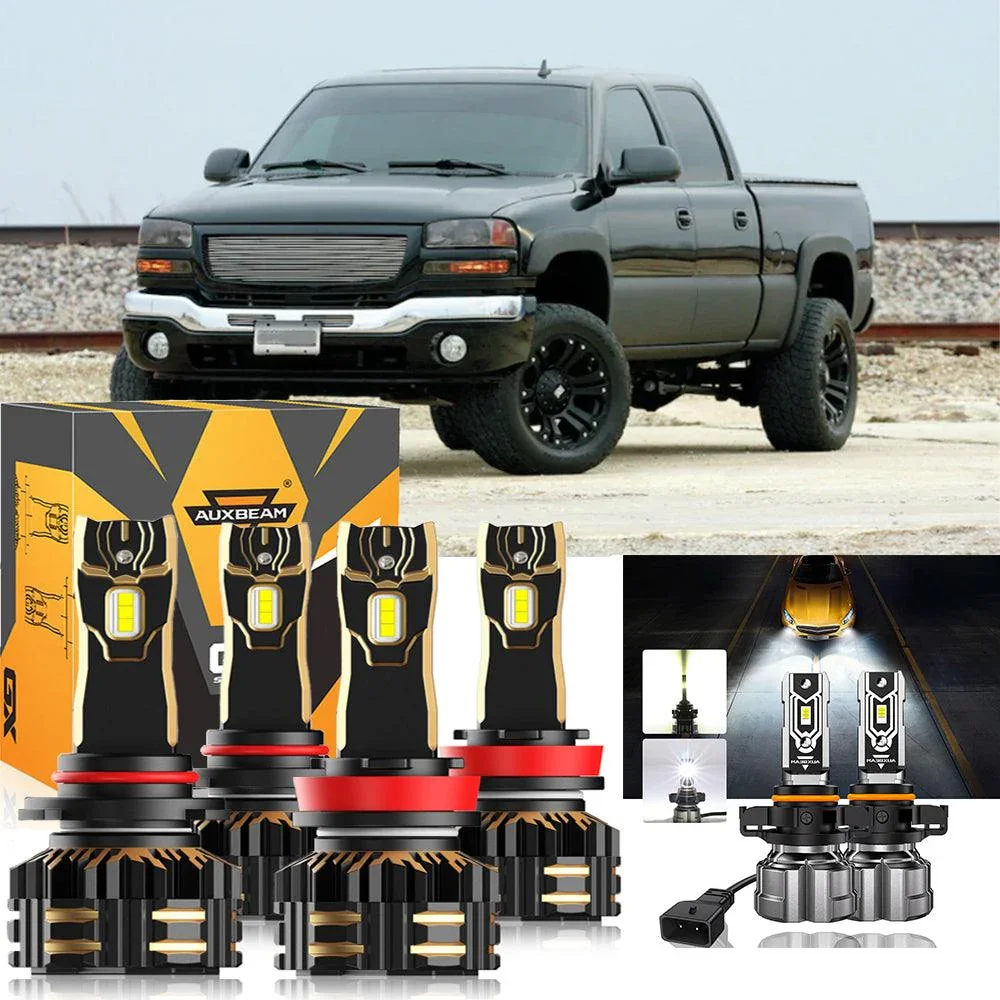 For 2007-2014 GMC Sierra 2500 HD 9005 H11 LED Headlight Bulbs Bundle - Image 23